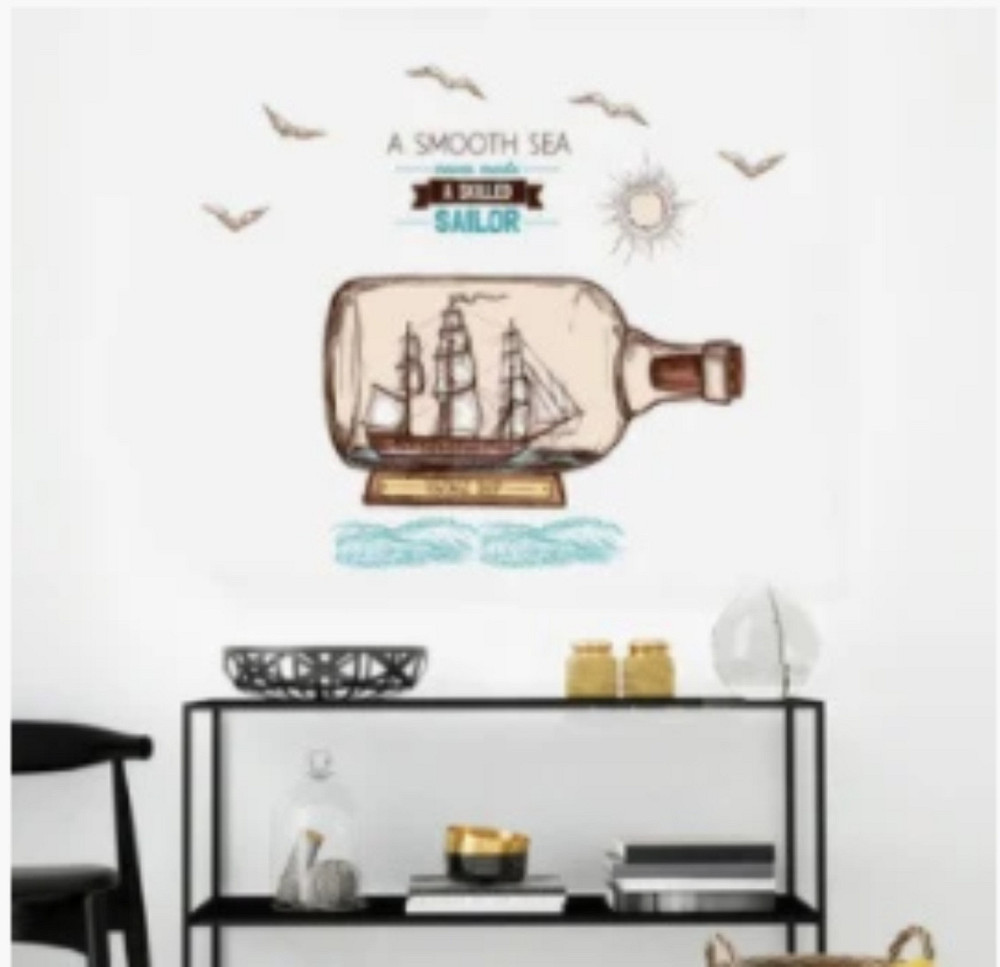 Наклейка декоративна на стіну Корабель у пляшці Київ - фото 1