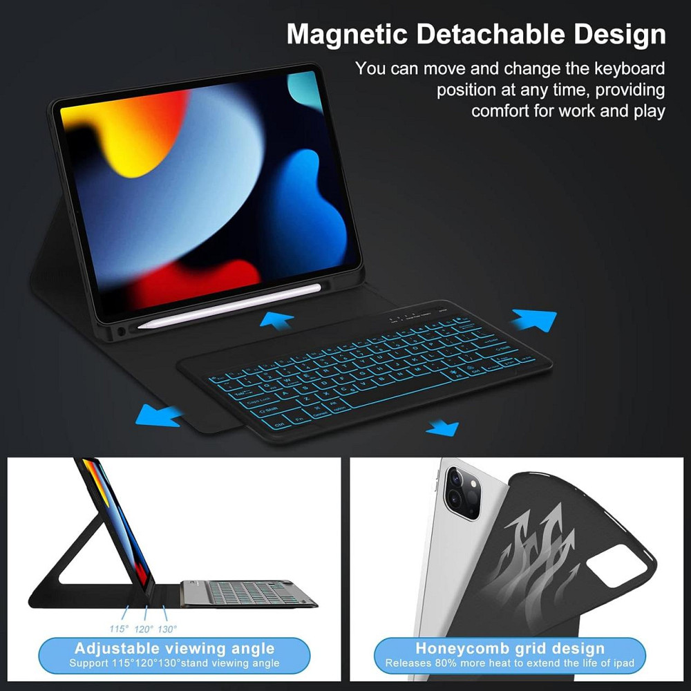 Чохол з клавіатурою для iPad Air 6 2024 11"/ Air 5 2022/Air 4 2020 10.9"/ iPad 4-го покоління 10.9 / iPad Pro 11 2018 чорний Дніпро - фото 3