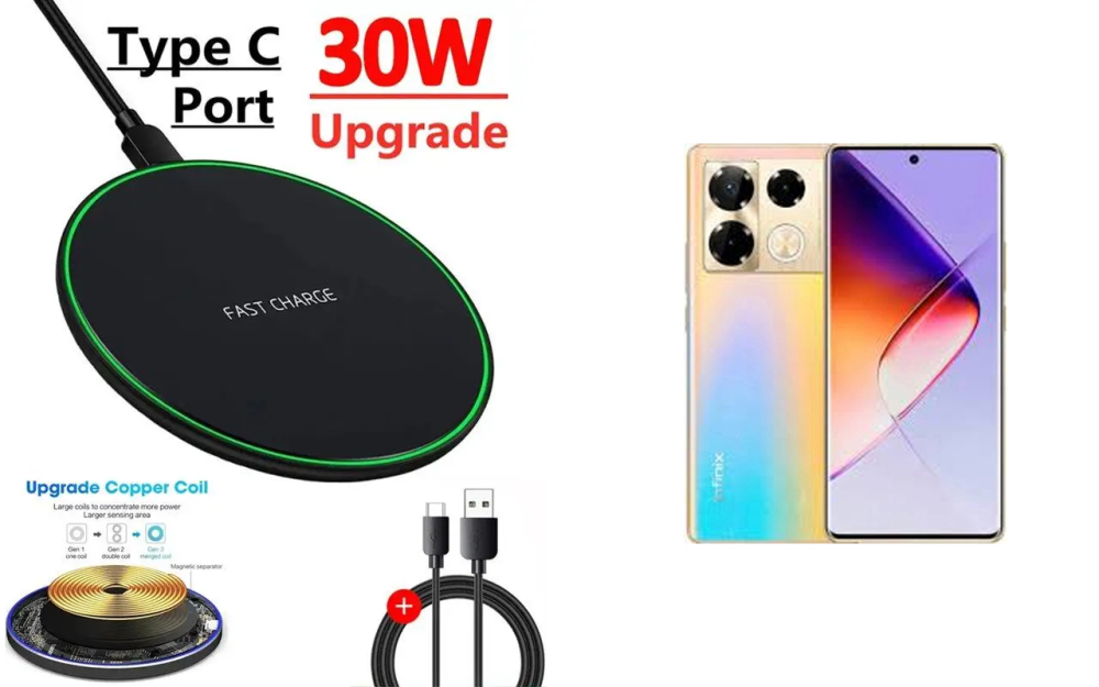 Бездротовий зарядний пристрій Copper до 30W для Infinix Note 40, Note 40 Pro, USB-C, LED Київ - фото 5