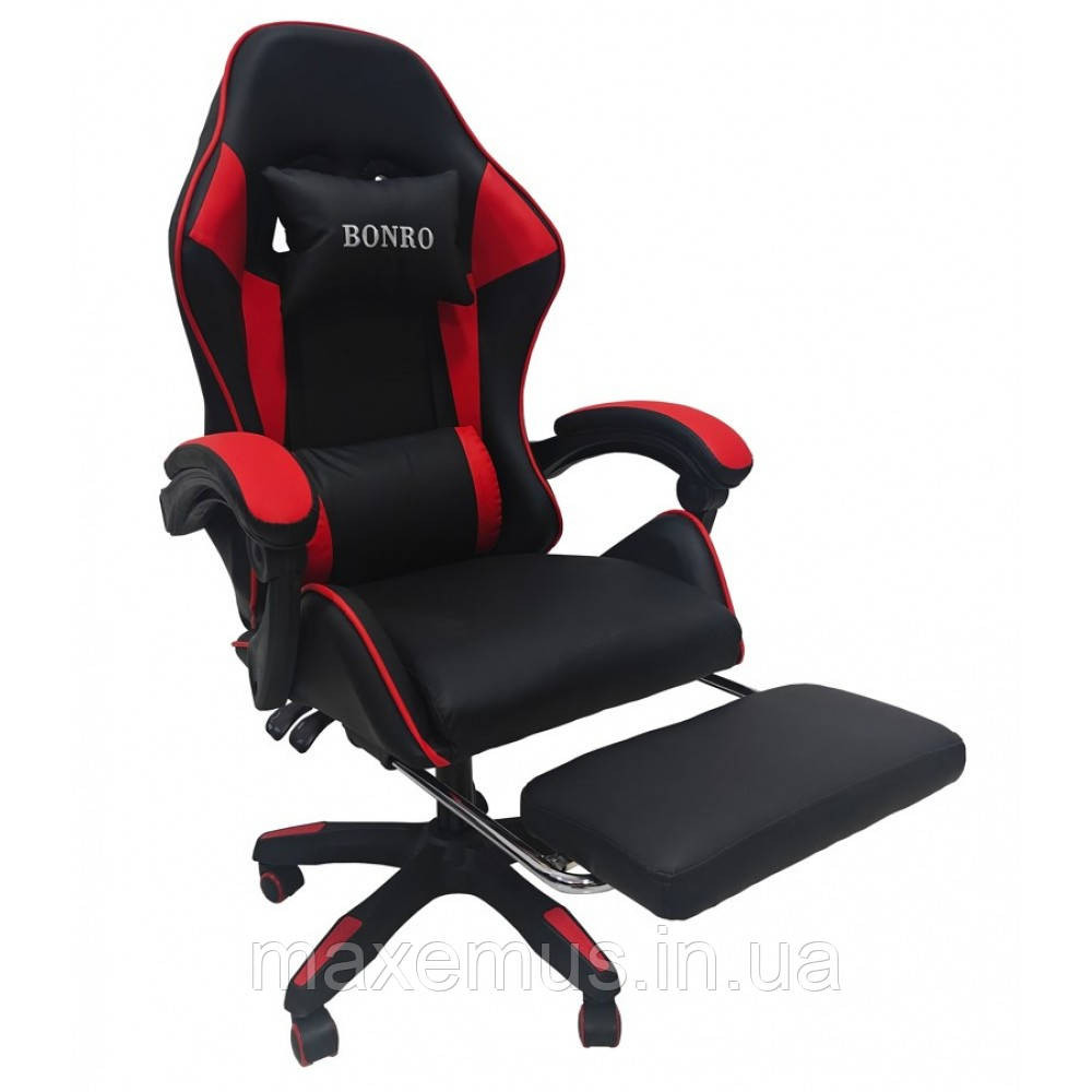 Кресло с регулировкой спинки В 945 с подставкой для ног кресло для геймера компьютерное красное Мостиська - фото 4