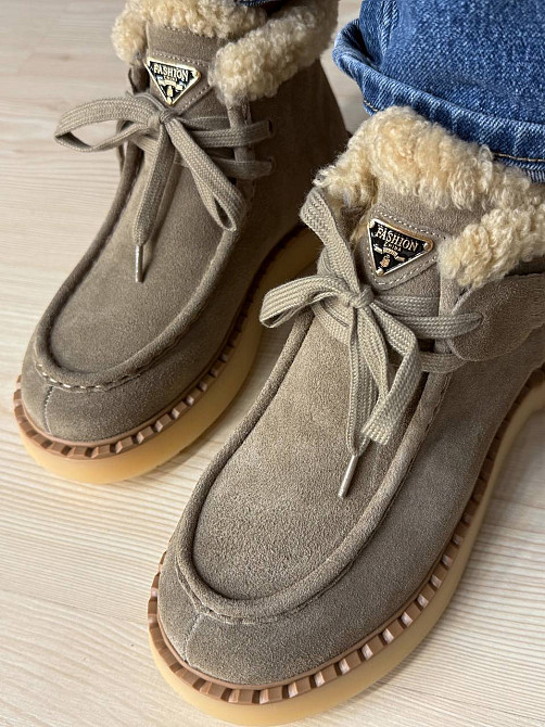 Ботинки женские Hengji 68-5 замшевые на меху с опушкой бежевые, 39, 24,5 см Киев - изображение 6