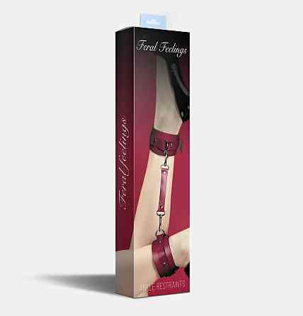 Поножі Feral Feelings – Ankle Restraints, натуральна шкіра, burgundy Sex Aura Київ