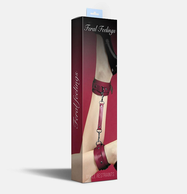 Поножі Feral Feelings – Ankle Restraints, натуральна шкіра, burgundy Sex Aura Київ - фото 2