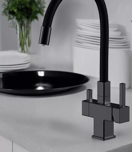 Змішувач для кухні Koer KB-72023-07 з виходом для питної води графітовий з гнучким виливом (KR5010) Чернівці - фото 3