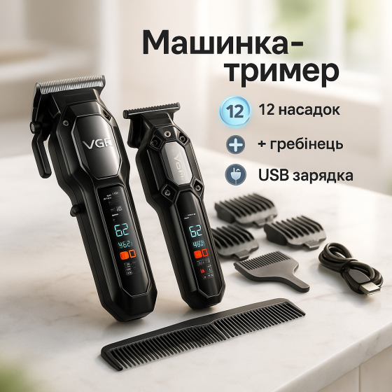 Тример для самостійної стрижки волосся VGR 2 в 1 VGR V-600 V-900, Машинка для окантовки акумуляторна QS-17 Львів