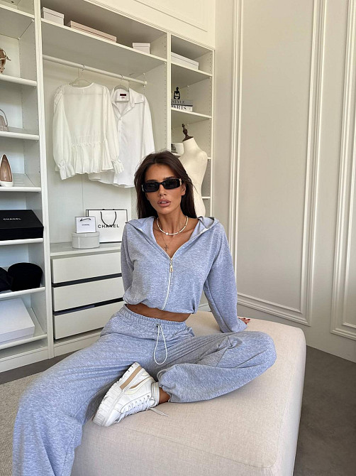 Женский прогулочный костюм двойка: зип худи и штаны двунитка Меланж, 46/48 Одесса - изображение 6