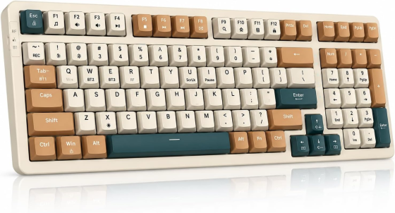 Механічна клавіатура Qisan 100 клавіш, 98%, Bluetooth/2.4 ГГц/USB-C, Brown Switch, Hot-Swap, RGB, US Layout Київ