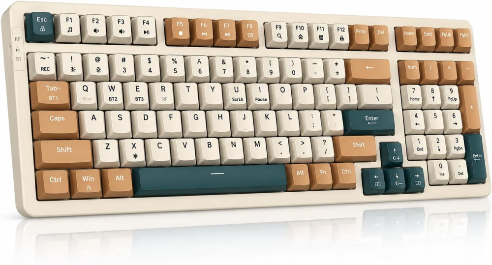Механічна клавіатура Qisan 100 клавіш, 98%, Bluetooth/2.4 ГГц/USB-C, Brown Switch, Hot-Swap, RGB, US Layout Київ - фото 2