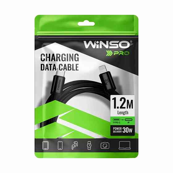 Кабель Winso Pro Type-C to Lightning 30W TPE 1,2м чорний Львів