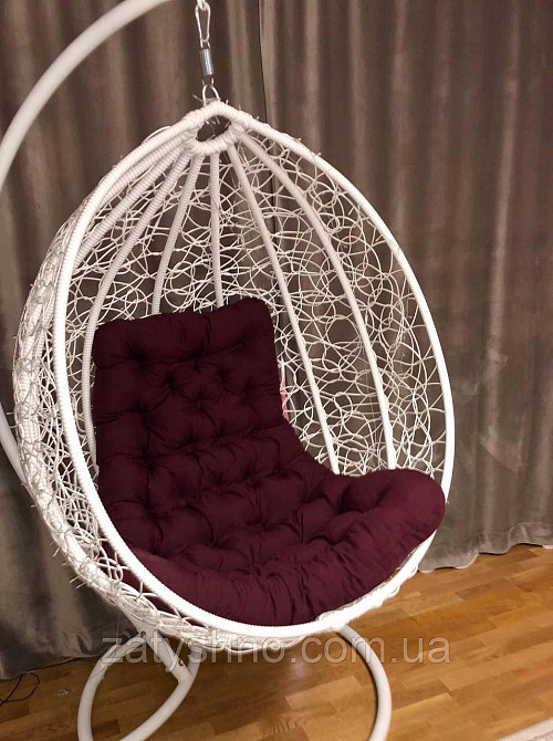 Біле крісло кокон з м'якою подушкою Київ - фото 2