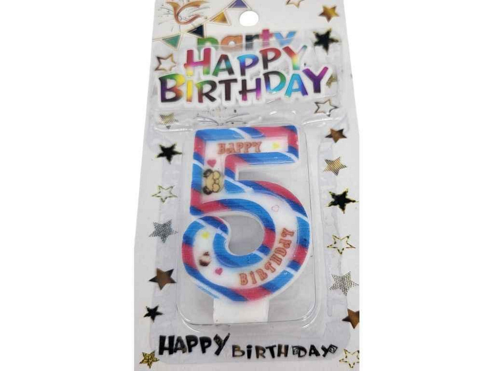 Свічка-цифра 5 Happy Birthday з топером арт.076 ТМ PRC Київ - фото 1