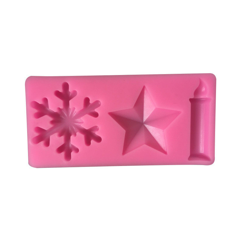 Молд новорічний сніжинка зірка свічка 93 на 45 мм рожевий Київ - фото 4