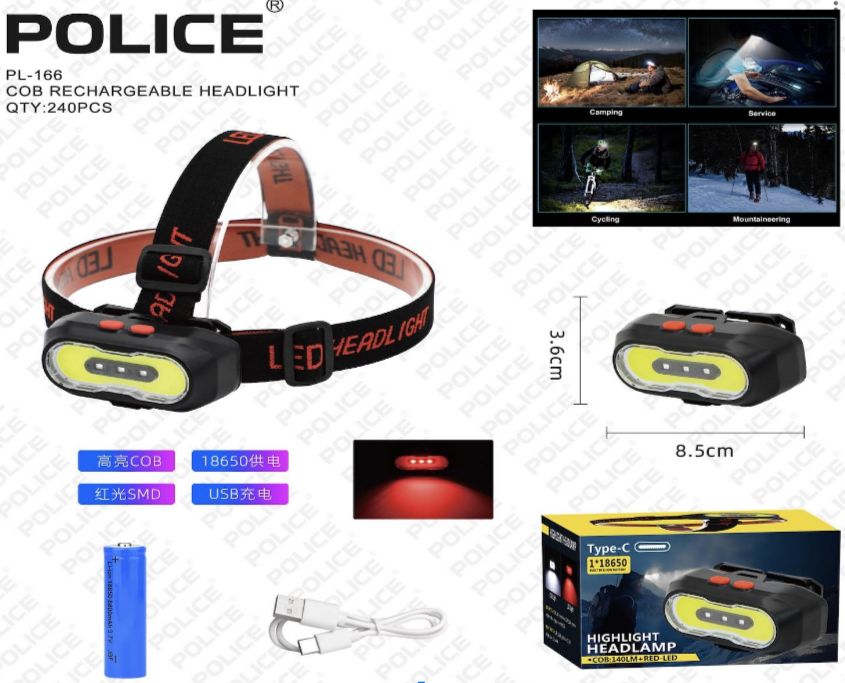 Налобний ліхтар PL-166, COB, 2XP, Li-on 18650, ЗУ Type-C Дніпро - фото 2