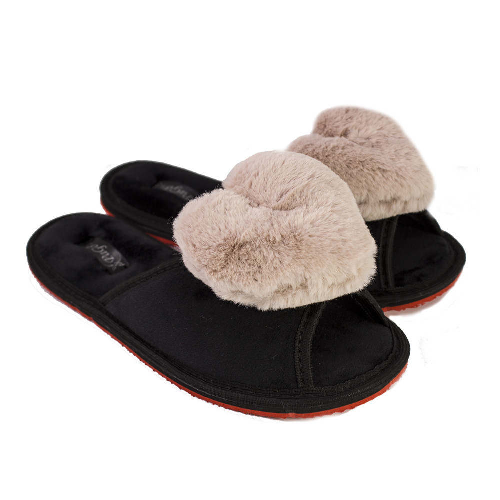 Капці велюр жіночі відкриті із серцем "Розове серце" капці для дому Одеса - фото 1