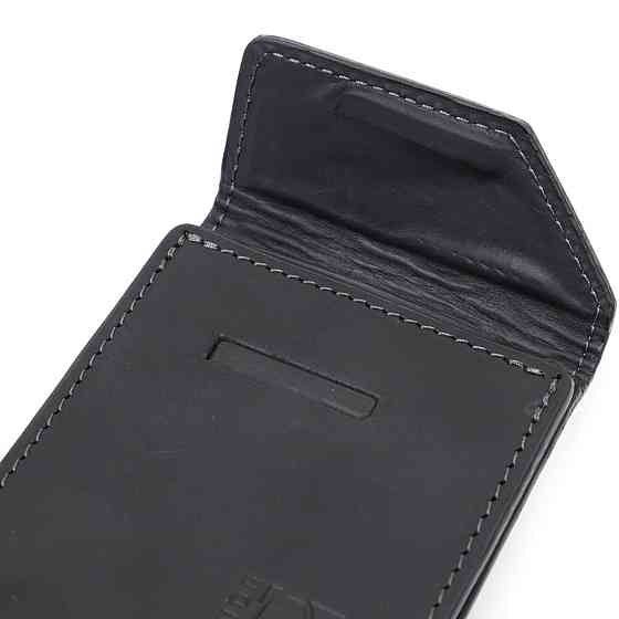 Компактний шкіряний затискач для грошей з утримувачем для Apple AirTag GRANDE PELLE 11617 Чорний Київ