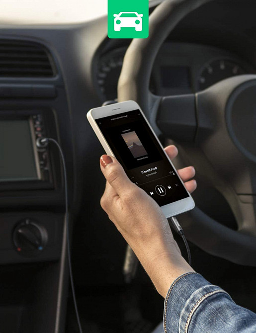 Аудіо кабель AUX 3.5 mm (miniJack) Ugreen AV112 (Чорний, 1м) Николаев - изображение 7