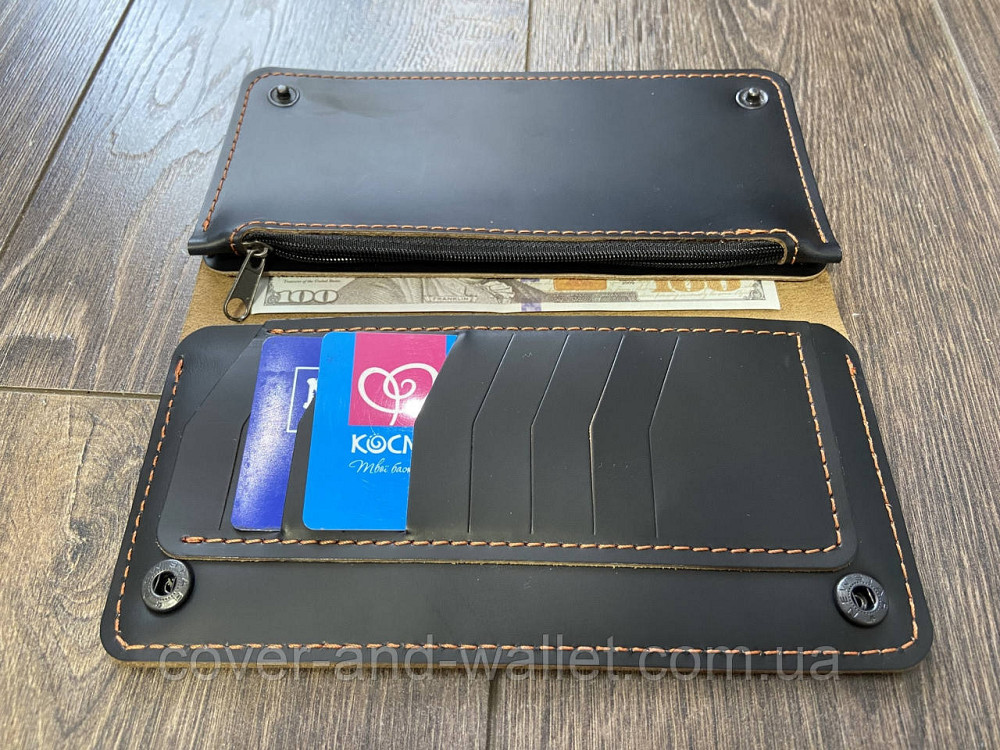 Cтильный мужской кошелек купюрник на кнопке из натуральной кожи PS Leather Киев - изображение 1