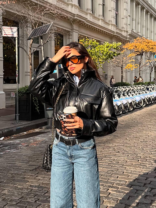 Женское стильная повседневная короткая куртка из эко-кожи премиум качества Одесса - изображение 9