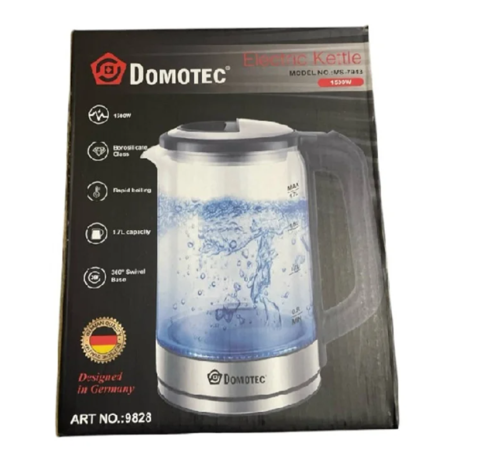 Електрочайник скляний Domotec R-7943 1.7л 1500Вт з підсвіткою та захистом від перегріву Одеса - фото 1