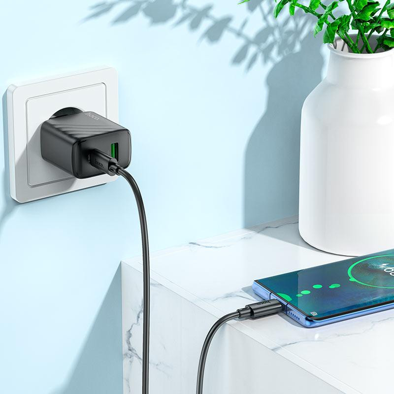 Мережевий зарядний пристрій з кабелем HOCO CS23A Sunlight dual-port PD30W+QC3.0 charger set(Type-C to Одеса - фото 7