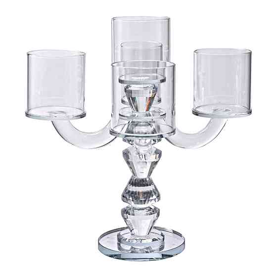 Yiwu Канделябр на 5 свічок 19×19×24 см підсвічник декоративний скляний на ніжці прозорий HP-4-3 Киев