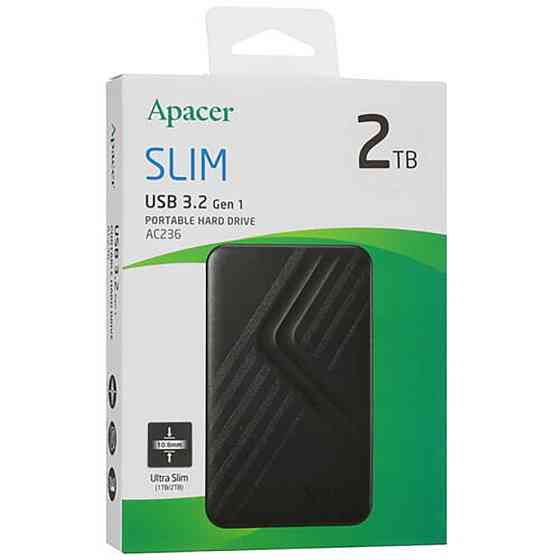 Портативний зовнішній жорсткий диск 2.5'' Apacer USB 3.2 Gen. 1 AC236 2Tb Back AP2TBAC236B-1 Одеса