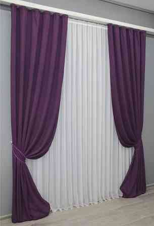 Комплект готовых штор VR-Textil Микровелюр Petek № 1509ш Фиолетовый 100х290 см 2 шт (31-697) Киев
