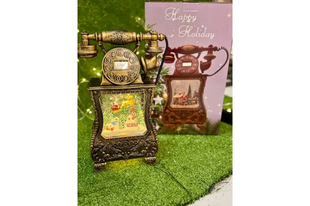 Новогодний фонарь с Санта-Клаусом в форме старинного телефона 814 Коломия - фото 5