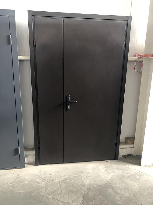 Двері технічні полуторні Метал/Метал, коричневі РАЛ 8019 Київ - фото 2