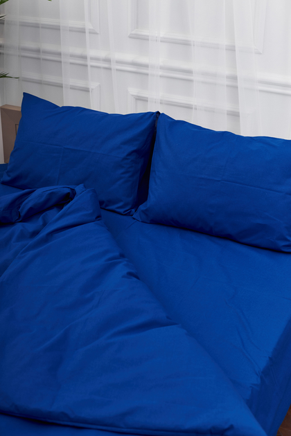 Комплект постельного белья Ideal Textile, бязь синий однотон, двуспальный евро Черновцы - изображение 1