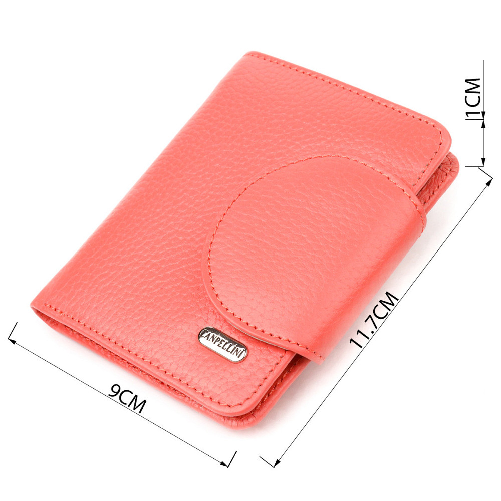 Стильный компактный женский кошелек из натуральной кожи CANPELLINI 21669 Коралловый Киев - изображение 9