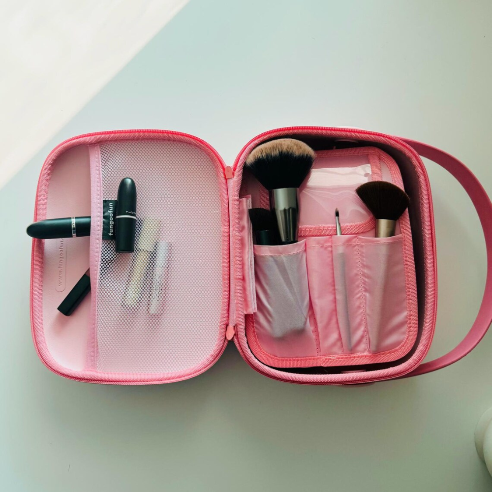 Косметичка Fungoofun силіконова б'юті-чемодан для косметики та аксесуарів, сумочка з ручкою на блискавці, рожева Кам'янець-Подільський - фото 6