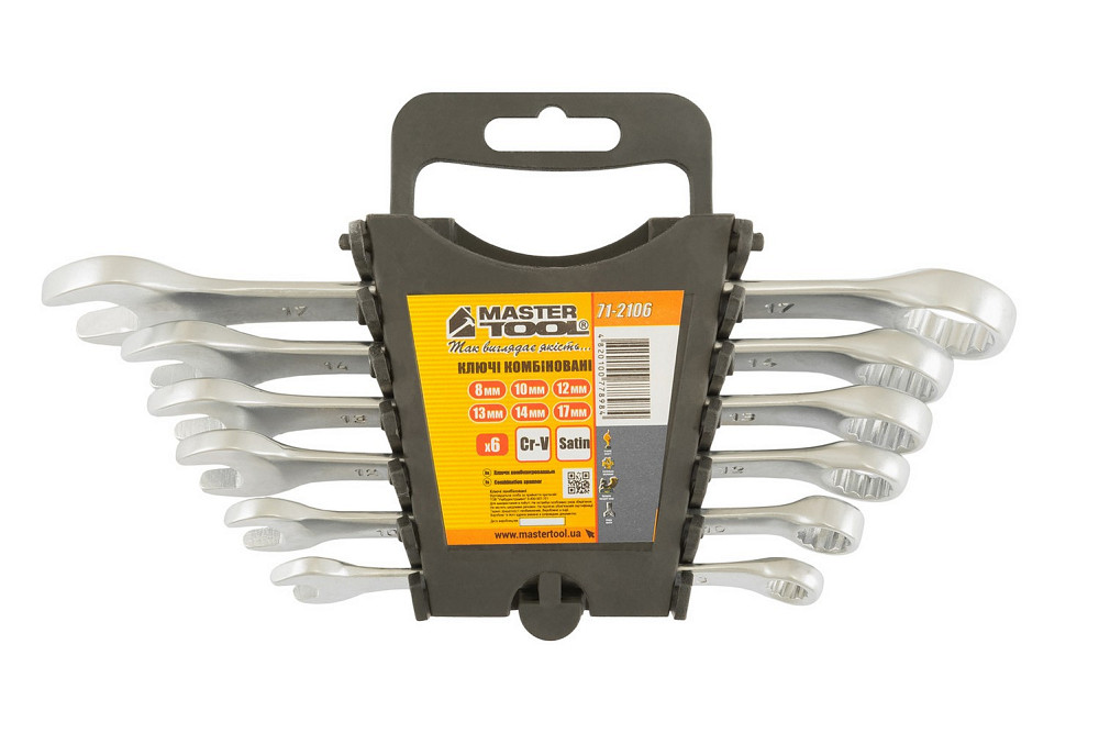 Ключі комбіновані MASTERTOOL набір 6 шт (8, 10, 12, 13, 14, 17 мм) 31CRV3 SATIN FINISH DIN3113 71-2106 Коломия - фото 4