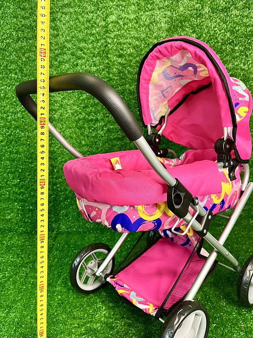 Коляска для ляльки Melogo металева з люлькою-перенескою кошиком Малинова (9369/82100) Чернігів - фото 8