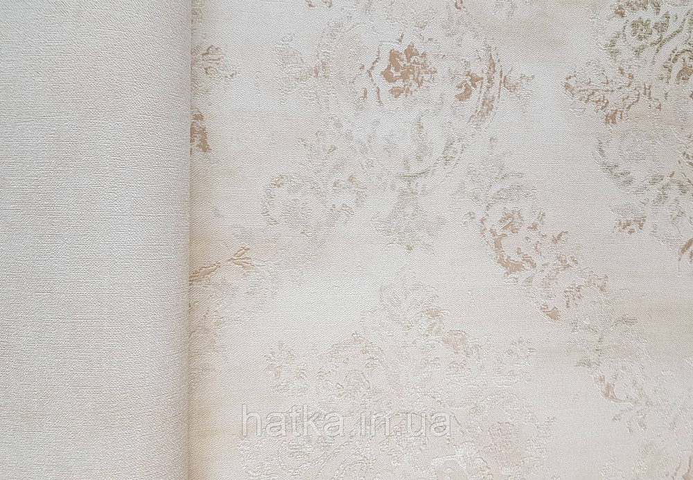 Шпалери вінілові на флізеліні AS creation Garda 1.06Х10.05 класика дамаск вензель срібло бронза на бежевому Київ - фото 2
