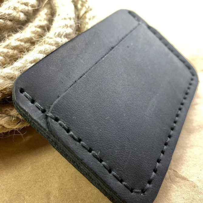 Картхолдер шкіряний Чорний із тисненням UA, стильний органайзер чохол зі шкіри для 4 банківських картокMasterSem Київ - фото 5