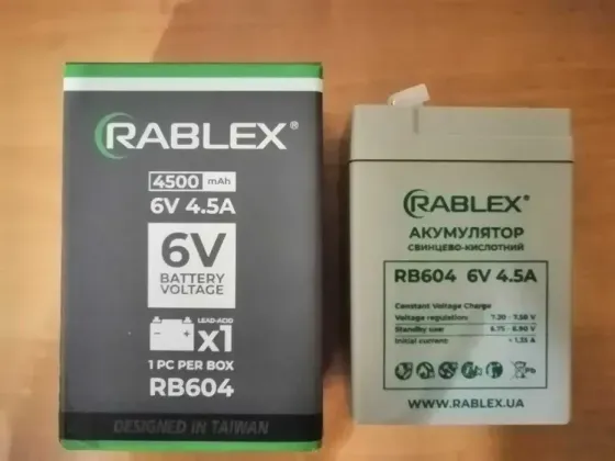 Rablex 6V 4.5A АКБ Аккумулятор 6 Вольт 4.5 Ампера BATTERY 6V 4,5A для фонарика и детского электромобиля Одеса