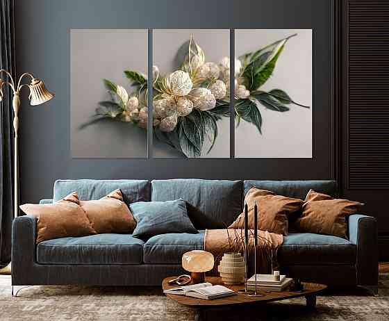 Модульная картина в гостиную / спальню Білі  квіти    ART-155_3A 100х150 см Киев