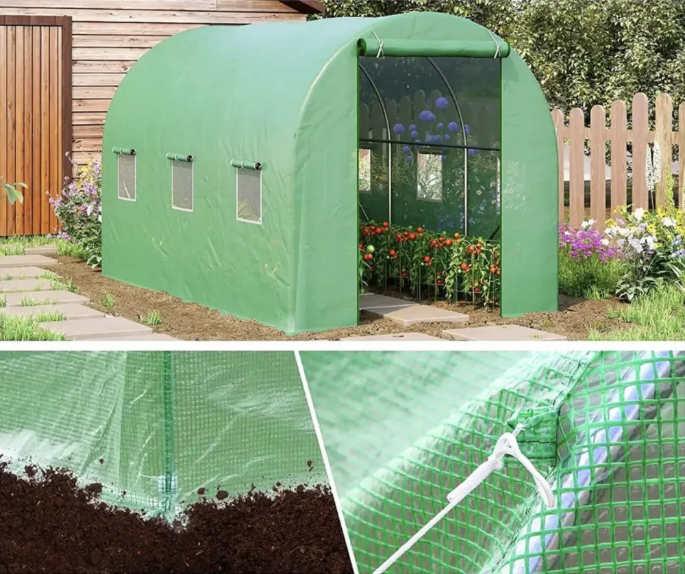 Садова теплиця 6 м² (3 × 2 × 2 м) з вікнами, армована плівка UV-4, Зелена (Польща) Київ - фото 14