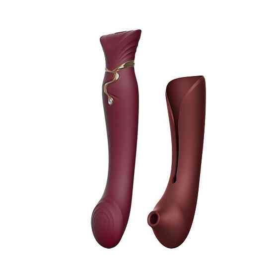 Смартвибратор 3в1 Zalo — Queen Wine Red, пульсирующая жемчужина и вакуум, кристалл Swarovski Sex Aura Киев