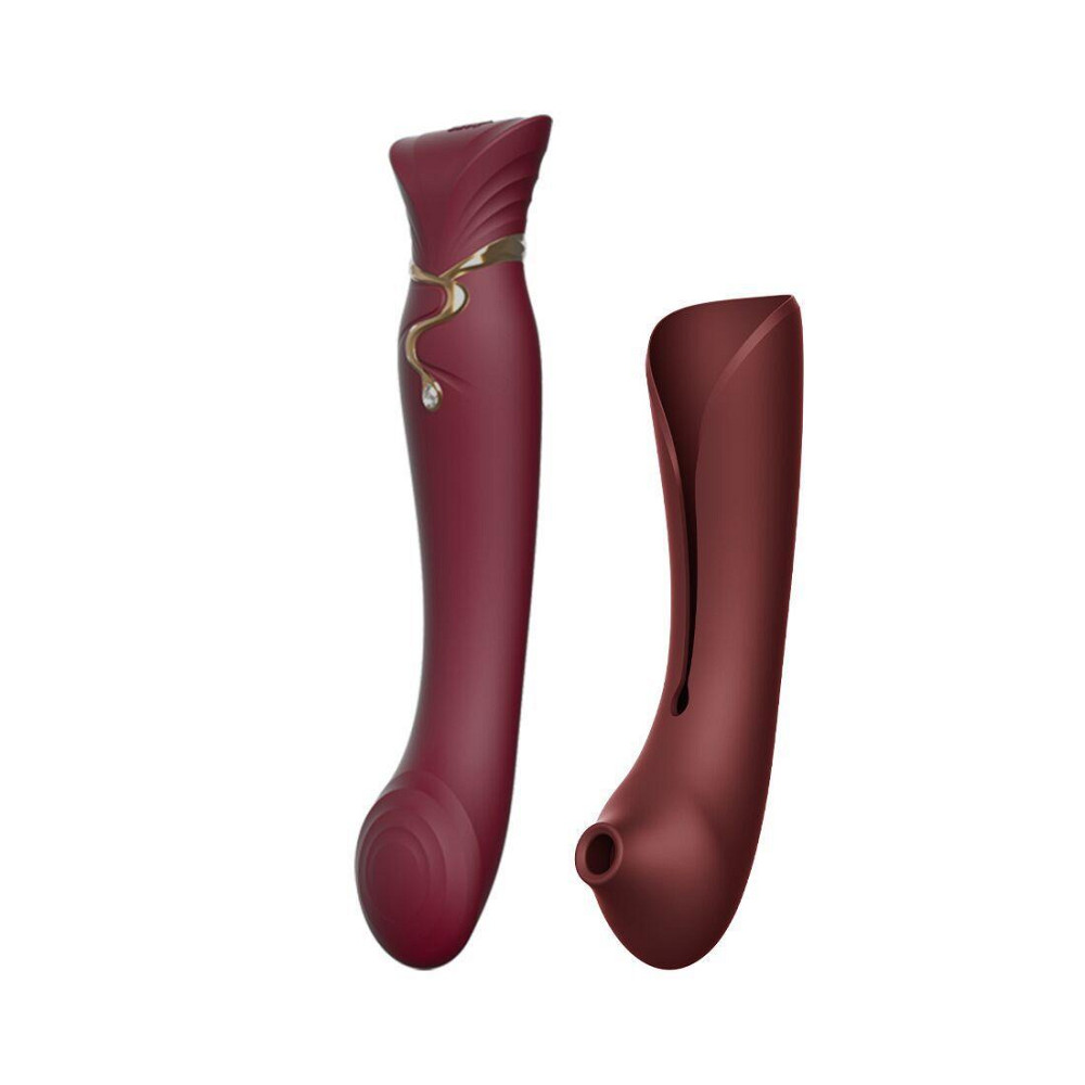 Смартвибратор 3в1 Zalo — Queen Wine Red, пульсирующая жемчужина и вакуум, кристалл Swarovski Sex Aura Киев - изображение 1