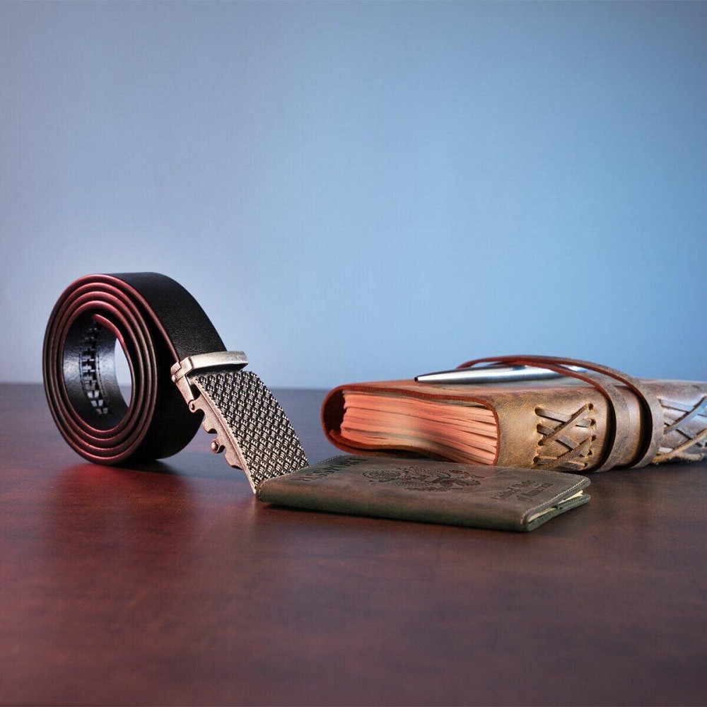 Оригинальный мужской ремень с автоматической пряжкой Vintage 20212 Черный Киев - изображение 8