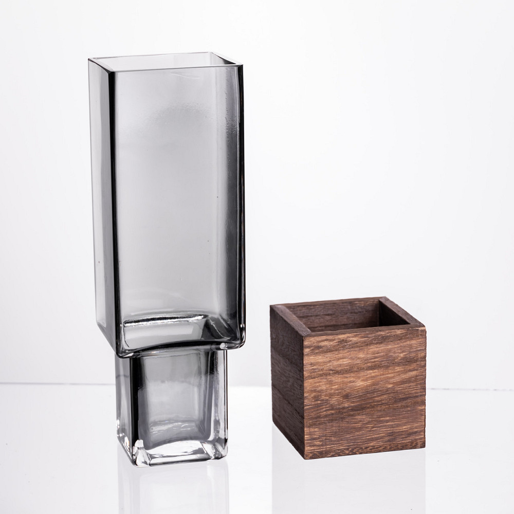 Декоративна скляна ваза квадратна 25 см Київ - фото 3