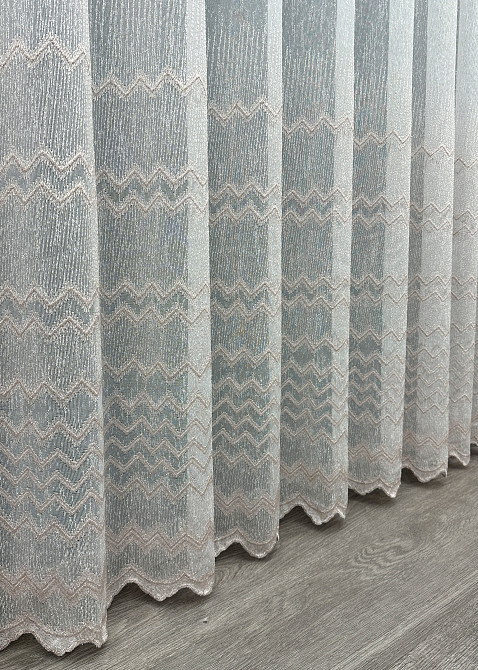 Тюль VR-Textil 1621т Льон з вишивкою і люрексом колір молочний з пудровим 300х270 см (42-0575) Київ - фото 8
