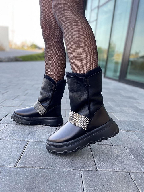 Marko Угги жіночі DE MARKO чорні натуральна шкіра зима висота 12 см (4881) Коломия - фото 4