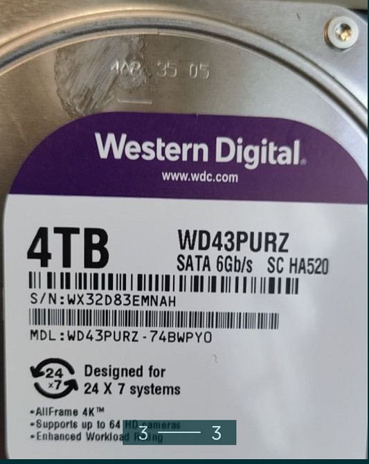 Жёсткий Диск: HDD 4 TB WD Purple WD43PURZ. Жёсткий диск 4 Тб, новые, запакованые. В наличии ! Киев - изображение 3