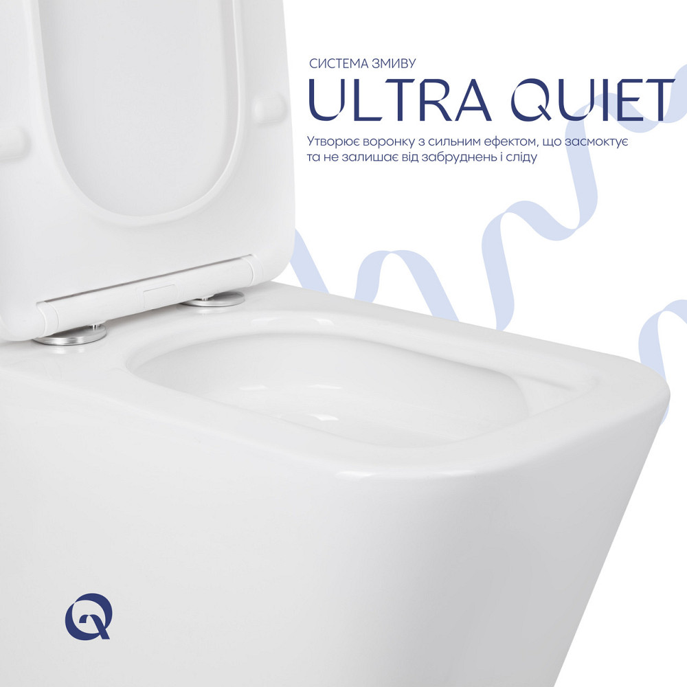 Унітаз підлоговий Qtap Tern Ultra Quiet безобідковий із сидінням Soft-Close QT17226003AW White Київ - фото 5