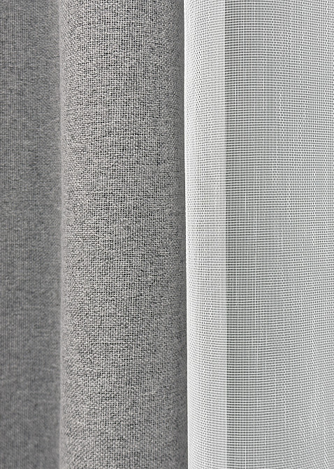 Комплект штор VR-Textil 100% блекаут ASHEN NIGHT 200х270 2шт і Тюль 600х270 1840ш-1153т світло-сірий з білим 71-087/7 Київ - фото 6