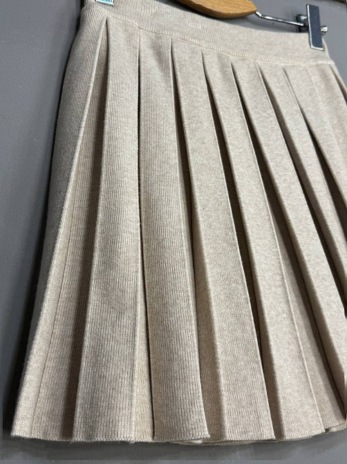 Спідниця жіноча A-N 9956 в’язана тепла у складку на резинці, бежевий, one size Київ - фото 3