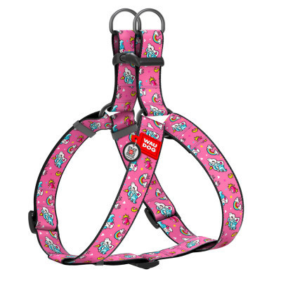Шлея для собак WAUDOG Nylon з QR паспортом "Єдинороги" пластиковий фастекс XL (324-0013) Вінниця - фото 1